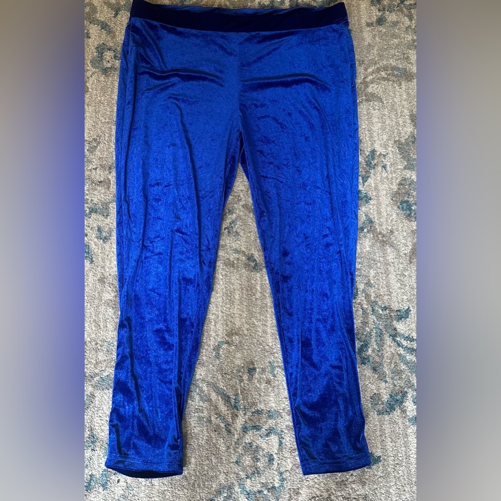 NO BRAND SHOWN, Size 4XL, Royal Blue, Velvet-Looking Leggings